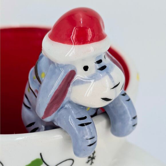 Disney Eeyore Christmas Mug Ceramic Sculpted Cup Hanger Winne The Pooh Holiday - Picture 3 of 11